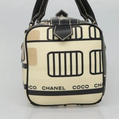 Pre-owned Chanel Le Train Boston Bag Printed Coated Canvas Black Pvc Handbag ()
