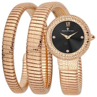 Christian Van Sant Women's Naga Black Dial Watch In Black / Gold Tone / Rose / Rose Gold Tone