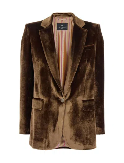Etro Velvet Jacket In Brown