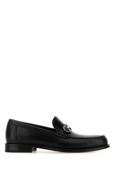 Ferragamo Grandioso2 Leather Loafers With Gancini Buckle In Black