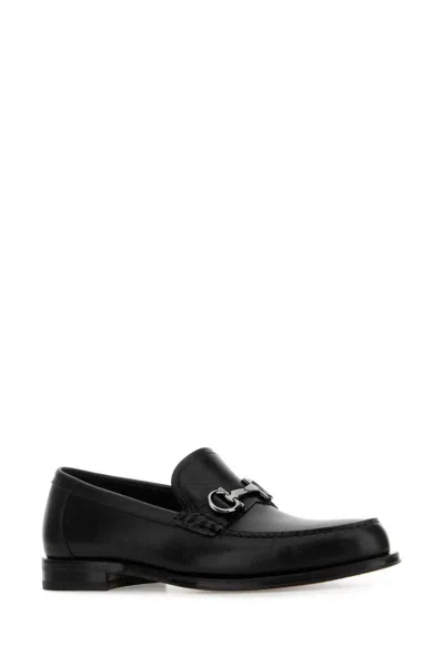 Ferragamo Grandioso2 Leather Loafers With Gancini Buckle In Black
