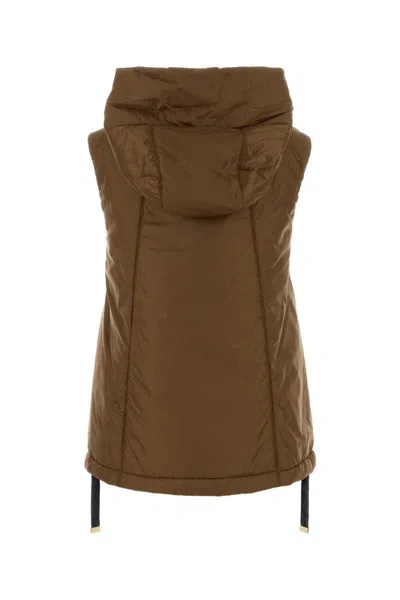 Max Mara Santoni White Leather Adriatica Mules In Brown