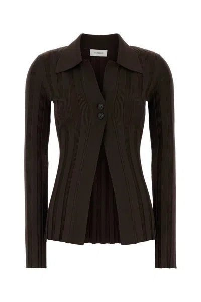 Sportmax Stretch Viscose Blend Cardigan With Long Sleeves In Brown