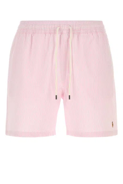 Polo Ralph Lauren Embroidered Stretch Cotton Blend Swimming Shorts In Multi
