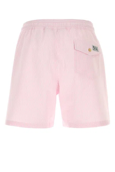 Polo Ralph Lauren Embroidered Stretch Cotton Blend Swimming Shorts In Multi