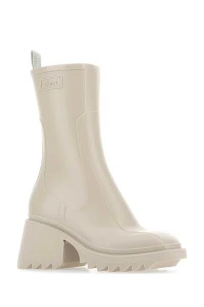 Chloé Chloe Women Dove Grey Rubber Betty Ankle Boots In Gray