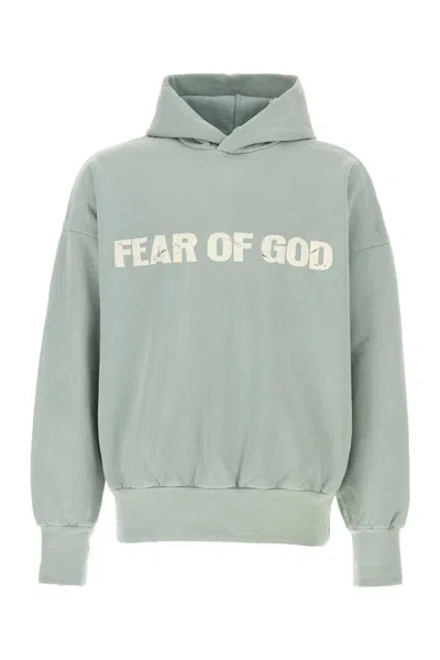Fear Of God Cozy Hoodie With Printed Design Ribbed Cuffs Hem In Green