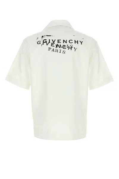 Givenchy Convertible-collar Logo-print Cotton-poplin Shirt In White