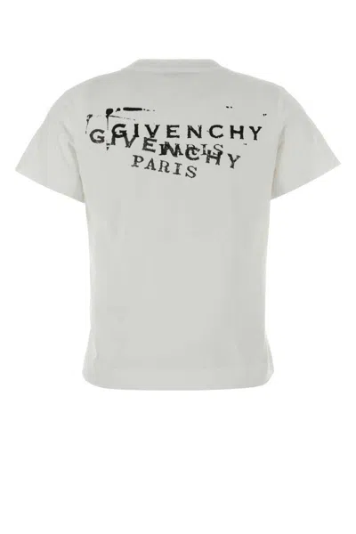 Givenchy White Crew Neck T-shirt With Logo On Front And Back In Cotton Woman In Neutral