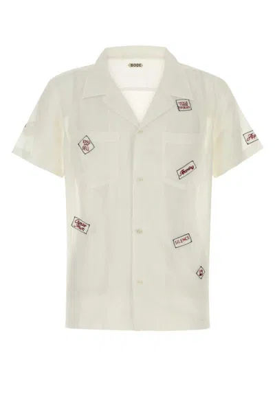 Bode Embroidered-details Short-sleeve Shirt In White