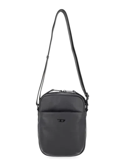 Diesel Black Ovine Leather Crossbody In Black