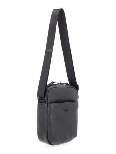 Diesel Black Ovine Leather Crossbody In Black