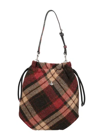 Vivienne Westwood Tartan-pattern Drawstring Clutch Bag In Multi