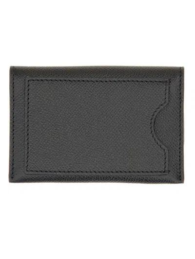 Ferragamo Leather Cardholder Gold-tone Hardware In Black