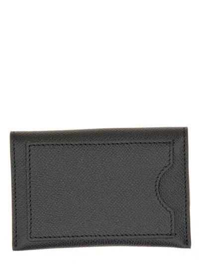 Ferragamo Leather Cardholder Gold-tone Hardware In Black
