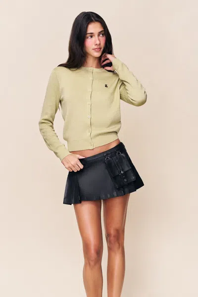 Danielle Guizio Ny Onyx Leather Cargo Mini Skirt In Multi