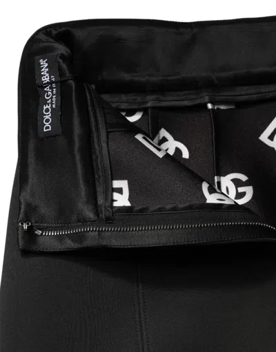 Dolce & Gabbana Black Nylon Pencil Cut High Waist Mini Skirt In Multi