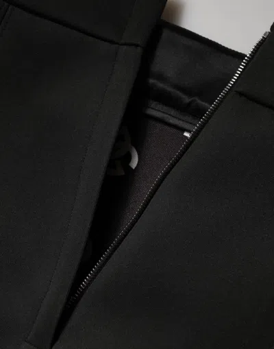 Dolce & Gabbana Black Nylon Pencil Cut High Waist Mini Skirt In Multi