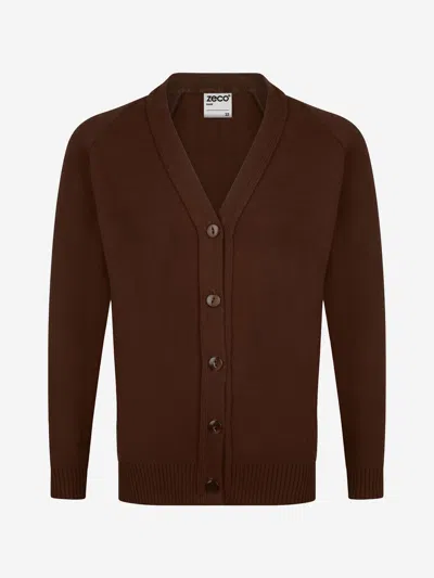 Zeco Schoolwear Zeco Kids School Knitted Cardigan In Brown
