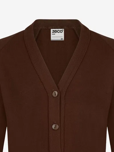 Zeco Schoolwear Zeco Kids School Knitted Cardigan In Brown