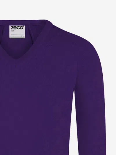 Zeco Schoolwear Zeco Kids School Knitted V-neck Jumper In Purple