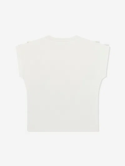 Balmain Girls Logo Ruffle Top In White