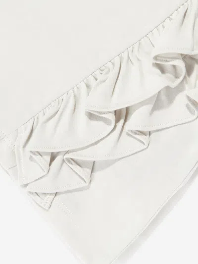 Balmain Girls Logo Ruffle Top In White