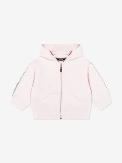 Balmain Baby Girls Logo Zip Up Top In Pink