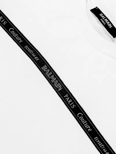 Balmain Boys Stripe Logo T-shirt In White
