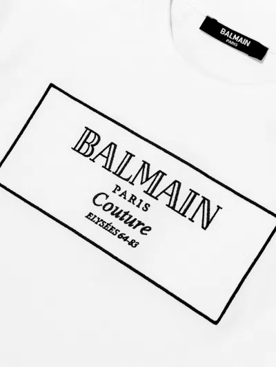 Balmain White T-shirt For Kids With Logo In White