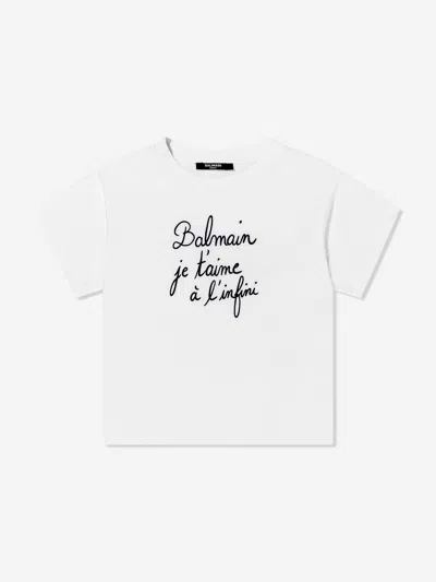 Balmain Boys Logo T-shirt In White