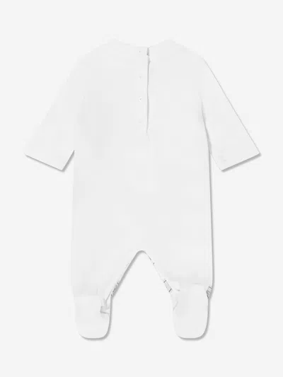 Balmain Baby Striped Logo Babygrow In White