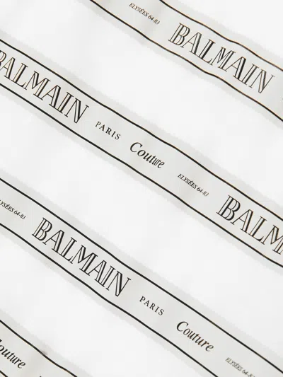 Balmain Baby Striped Logo Babygrow In White