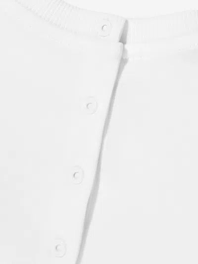 Balmain Baby Striped Logo Babygrow In White