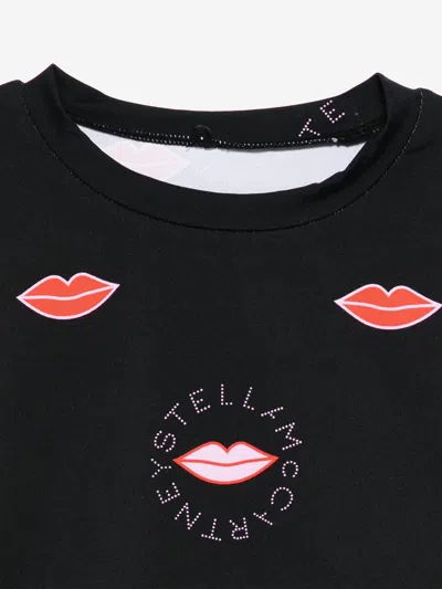 Stella Mccartney Girls Long Sleeve Lips Aop Top In Black