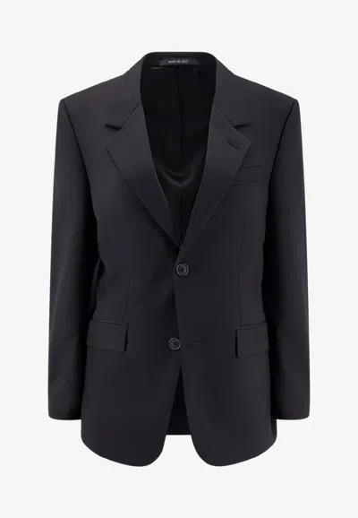 Balenciaga Single-breasted Wool Blazer In Black