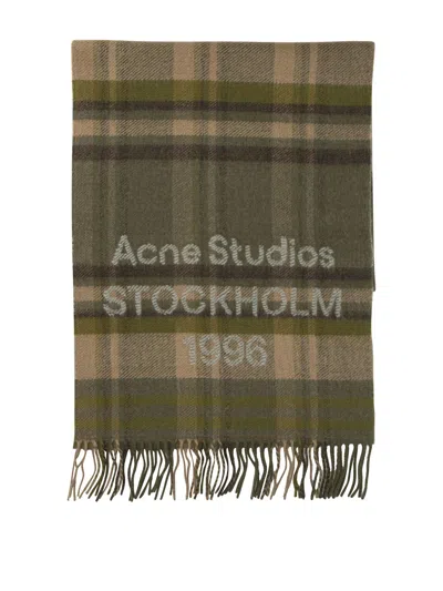 Acne Studios Green Wool Scarf In Multi