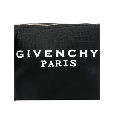 Givenchy Bow-detailed Logo Clutch Bag In Black