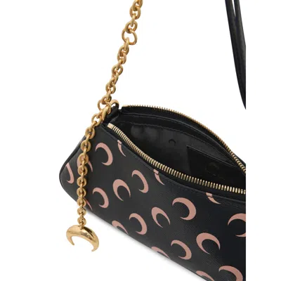 Marine Serre Crescent Moon Canvas Shoulder Bag In Black
