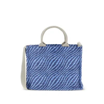 Marni Textured Tote Bag And Shoulder Strap In Blue