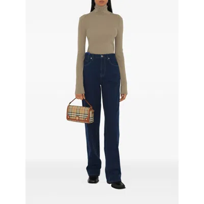 Burberry Womens Briar Brown Check-print Flap-front Woven-blend Cross-body Bag