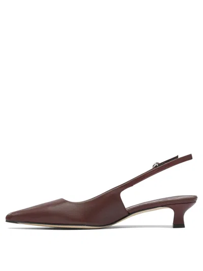 Aeyde Buckle Detail Kitten Heel Pointed Toe Pumps In Burgundy