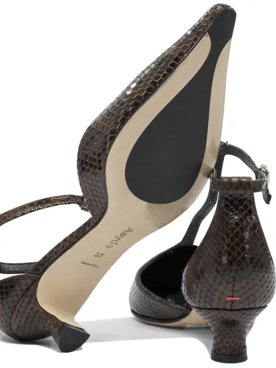 Aeyde Liz Snake Print Calf Leather Moka Shoes In Brown
