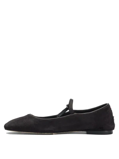 Aeyde Brown Ponyhair Ballerinas In Black