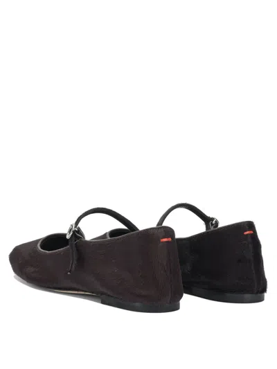 Aeyde Brown Ponyhair Ballerinas In Black