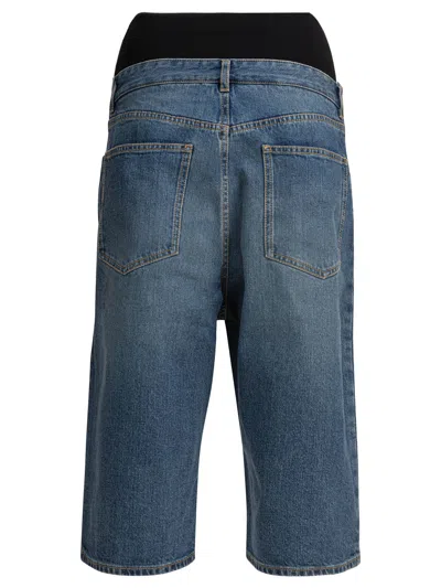 Alaïa Bermuda Shorts With Knit Belt In Blue