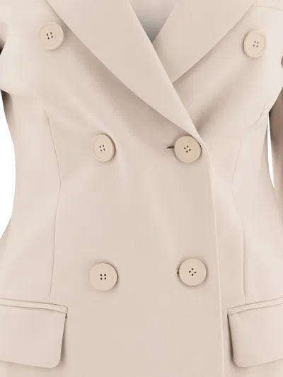 Sportmax Double-breasted Blazer With Spear Lapels Jackets And Coats Beige In Neutral