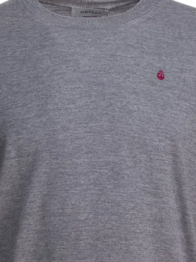 Alexander Mcqueen Timeless Crewneck Sweater With Ribbed Details In Gray