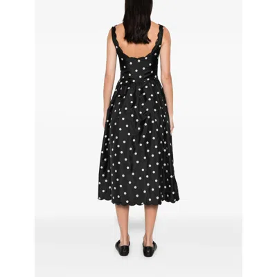 Stine Goya Polka-dot Scalloped Midi Dress In Black