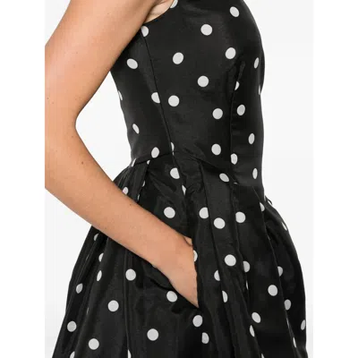Stine Goya Polka-dot Scalloped Midi Dress In Black